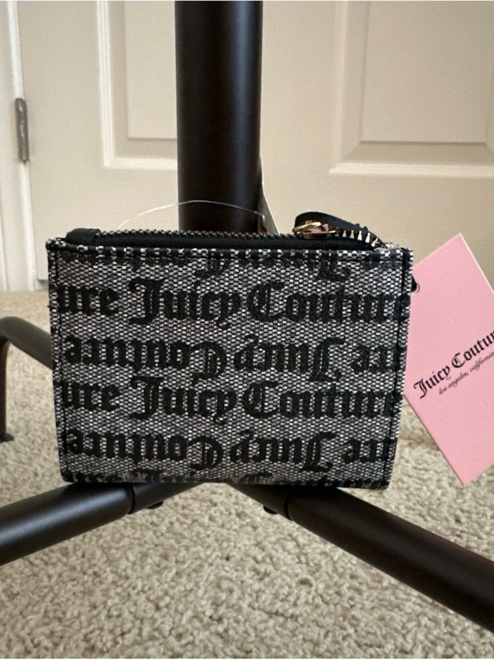 Juicy Couture Black & Silver Logo Card Holder with Chain